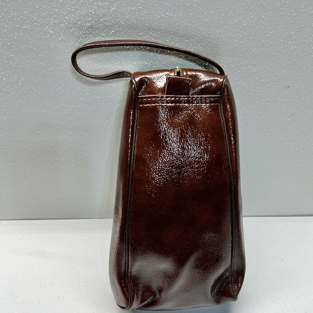 Vintage Chestnut Brown Vegan Leather Zip Up Toiletry Travel Bag Dopp Kit - Nice - Picture 2 of 8